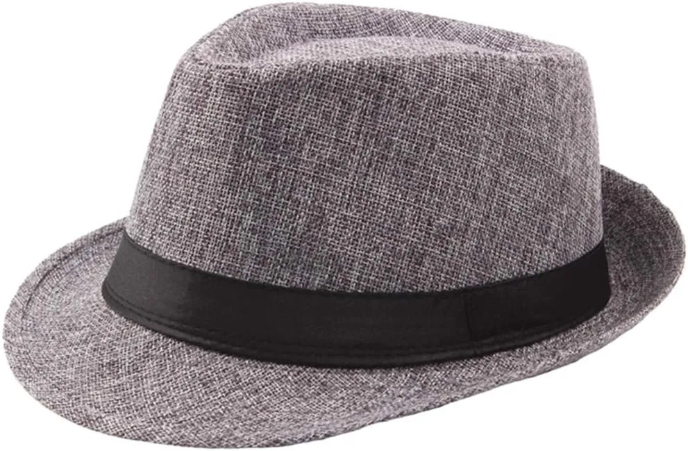Mens Solid Vintage Panama Hat Bowler Hat Sun Hat with Black Band Classic Fedora Gentleman Wedding Hat Suit Essential