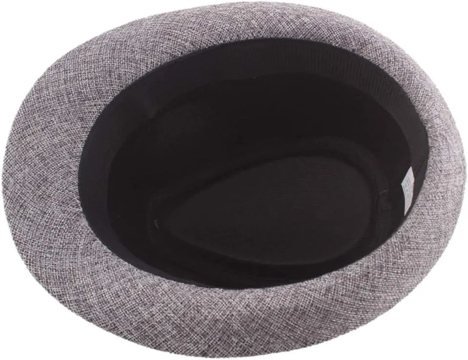 Mens Solid Vintage Panama Hat Bowler Hat Sun Hat with Black Band Classic Fedora Gentleman Wedding Hat Suit Essential