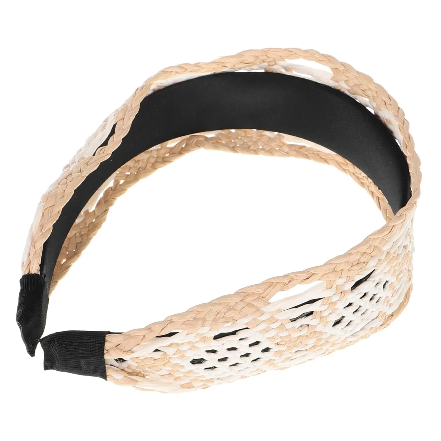 Mikinona Wide Straw Headband for Women Stylish Headpiece Woven Headbands for Girls Hair Accessory