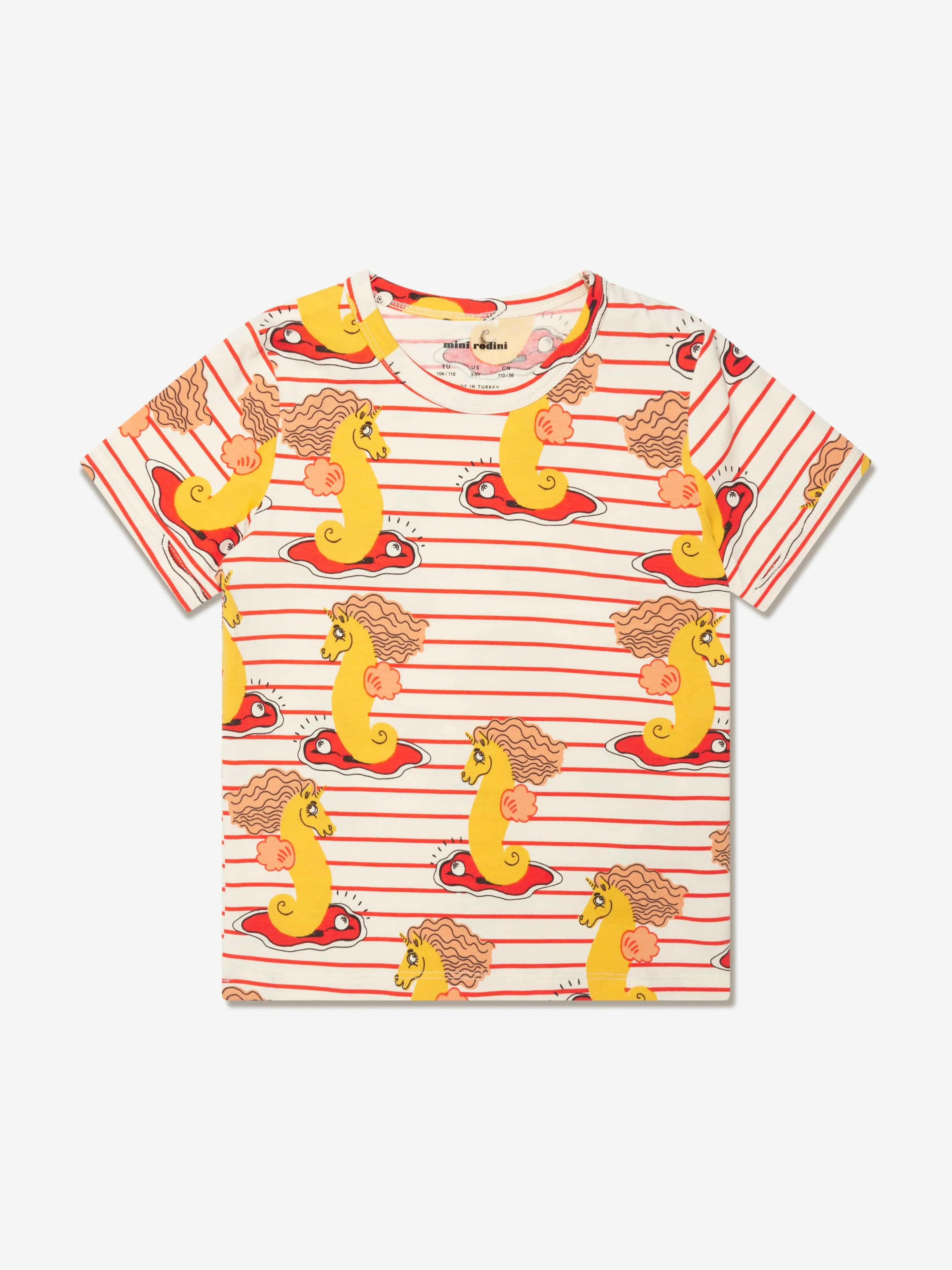 Mini Rodini Girls Unicorn Seahorse T-Shirt in Red