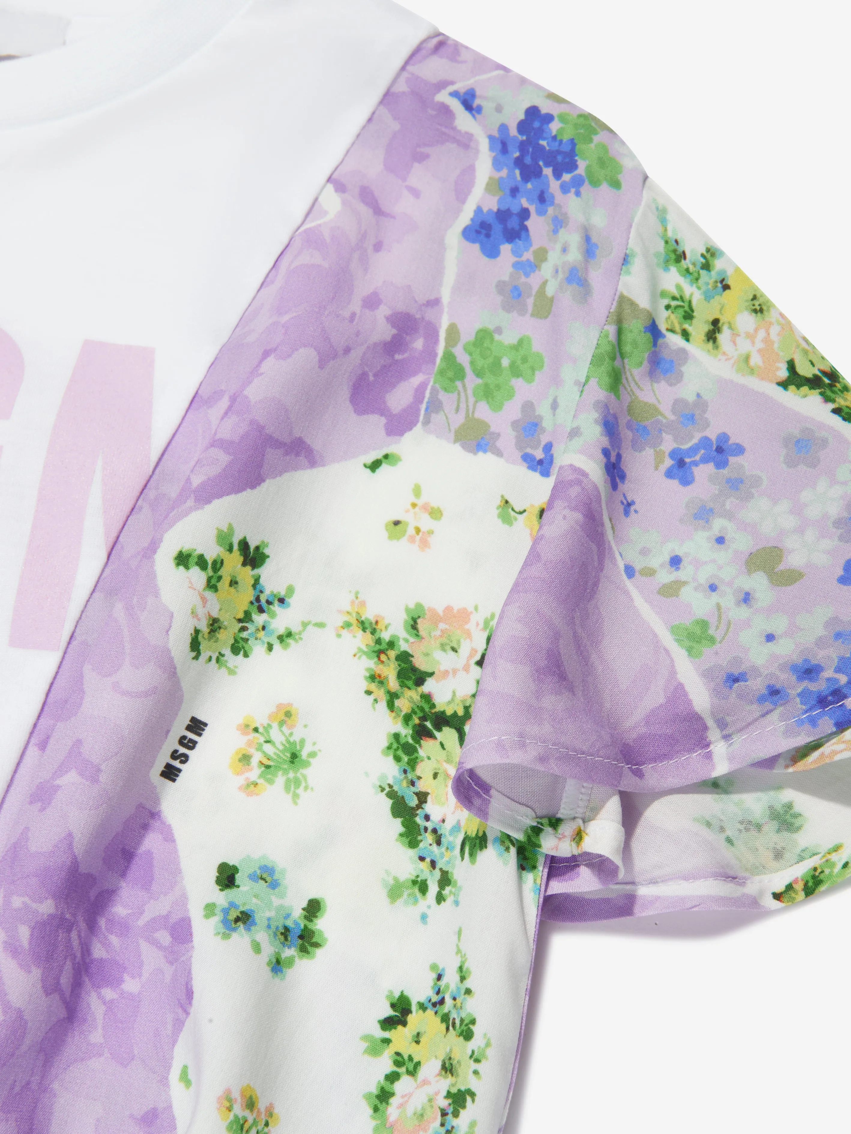 MSGM Girls Jersey And Satin T-Shirt in Multicolour