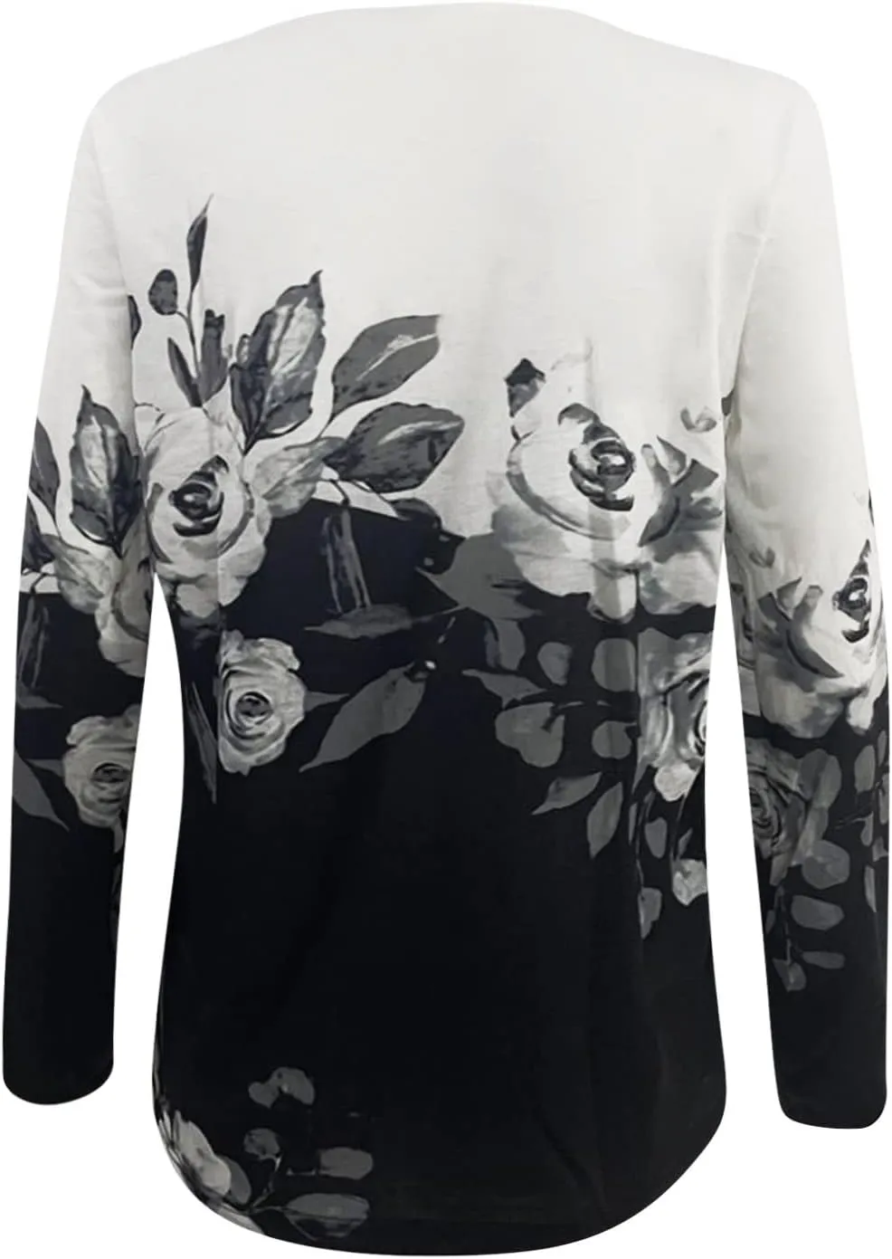Oversized Womens Fall and Winter Long Sleeve V Neck Button Tops Casual Slim Fashion Print Top Blouse T-Shirt