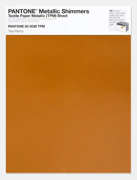 Pantone Metallic Shimmers Textile Paper Metallic (TPM) Sheet 20-0036 Two Penny