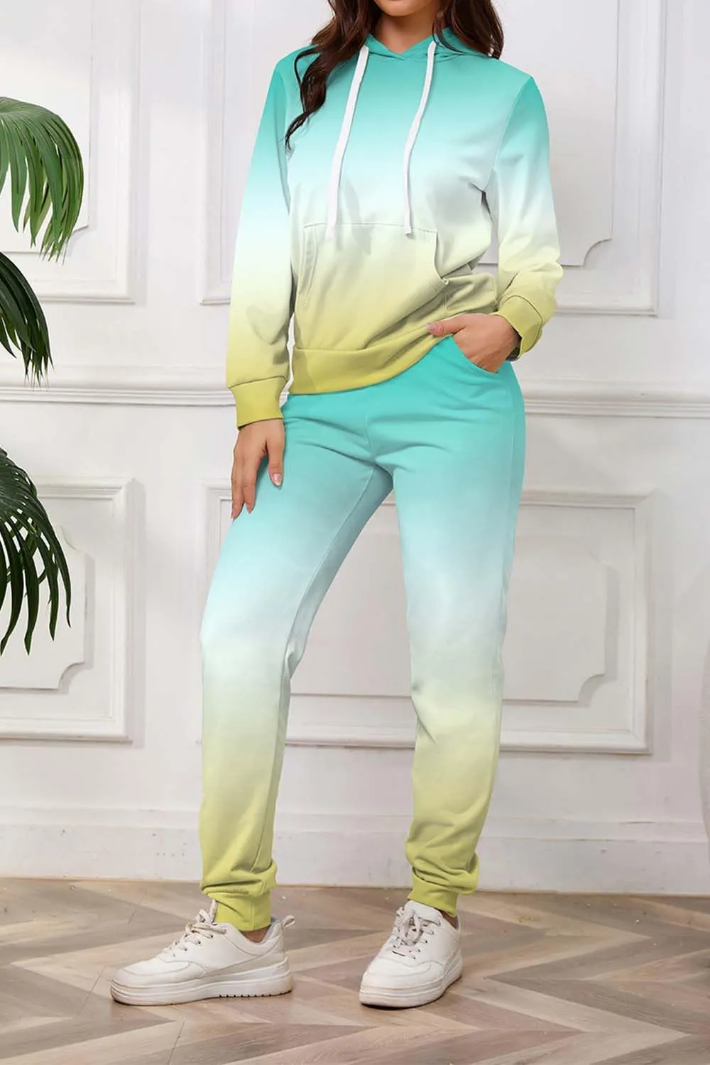 PINSV Sweatsuits Women 2 Piece Outfits Casual Jogging Suits Long Sleeve Hoodie Sweatpants Two Piece Tracksuits Sets
