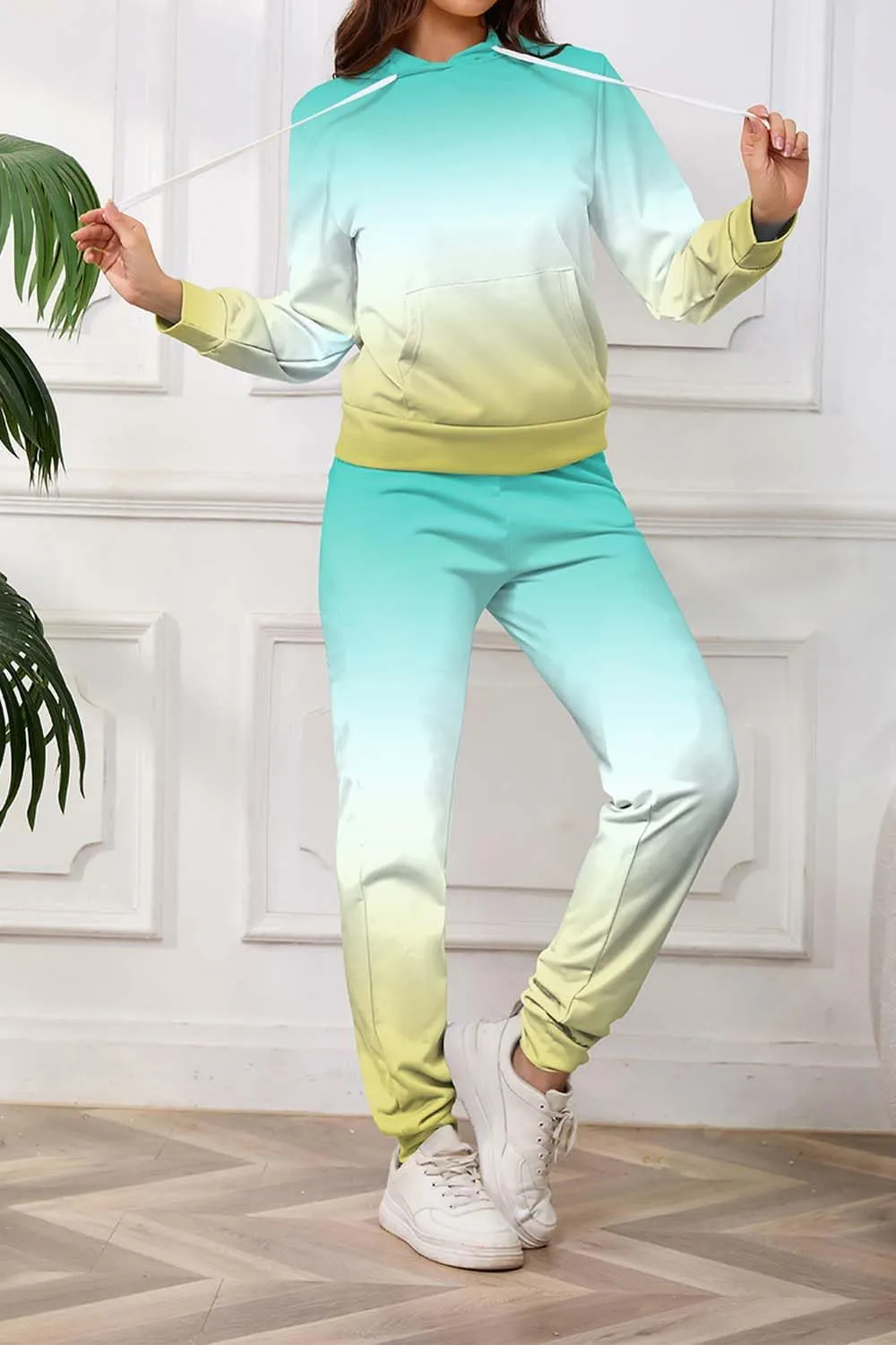 PINSV Sweatsuits Women 2 Piece Outfits Casual Jogging Suits Long Sleeve Hoodie Sweatpants Two Piece Tracksuits Sets