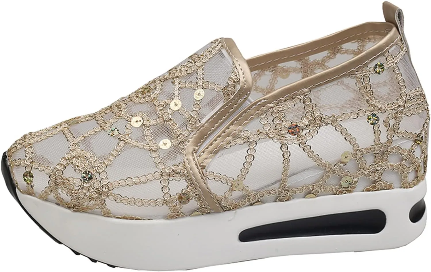 Platform Sneakers for Women Air Cushion | Walking Shoes Women Comfortable All Day Fashion Sneaker Low Top Chunky Breathable Slip On Loafers Ladies Hidden Sneakers Orthopedic Wedge Tennis Shoes