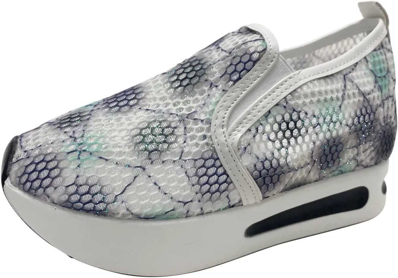 Platform Sneakers for Women Slip on Loafers Lace Embroidery Chunky Fashion Casual Tennis Shoes Lightweight Walking Shoes Comfortable Ladies Hidden Sneaker Breathable Orthopedic Wedge
