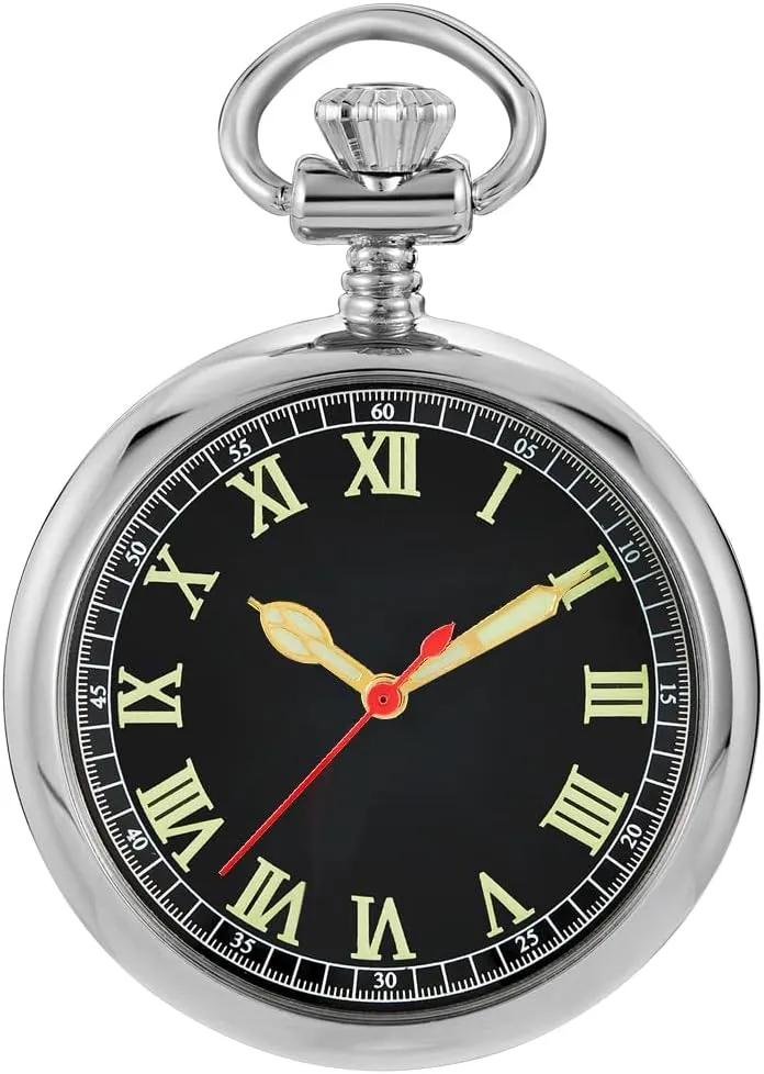 Pocket Watch Copper Hand Wind Mechanical Pocket Watches Steampunk with Chain&Box