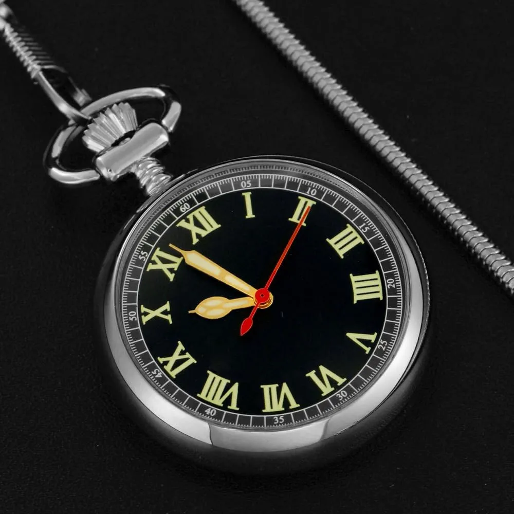 Pocket Watch Copper Hand Wind Mechanical Pocket Watches Steampunk with Chain&Box