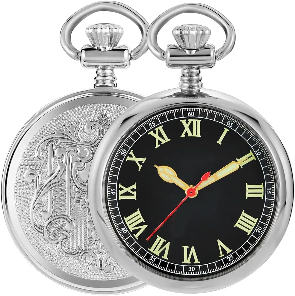 Pocket Watch Copper Hand Wind Mechanical Pocket Watches Steampunk with Chain&Box