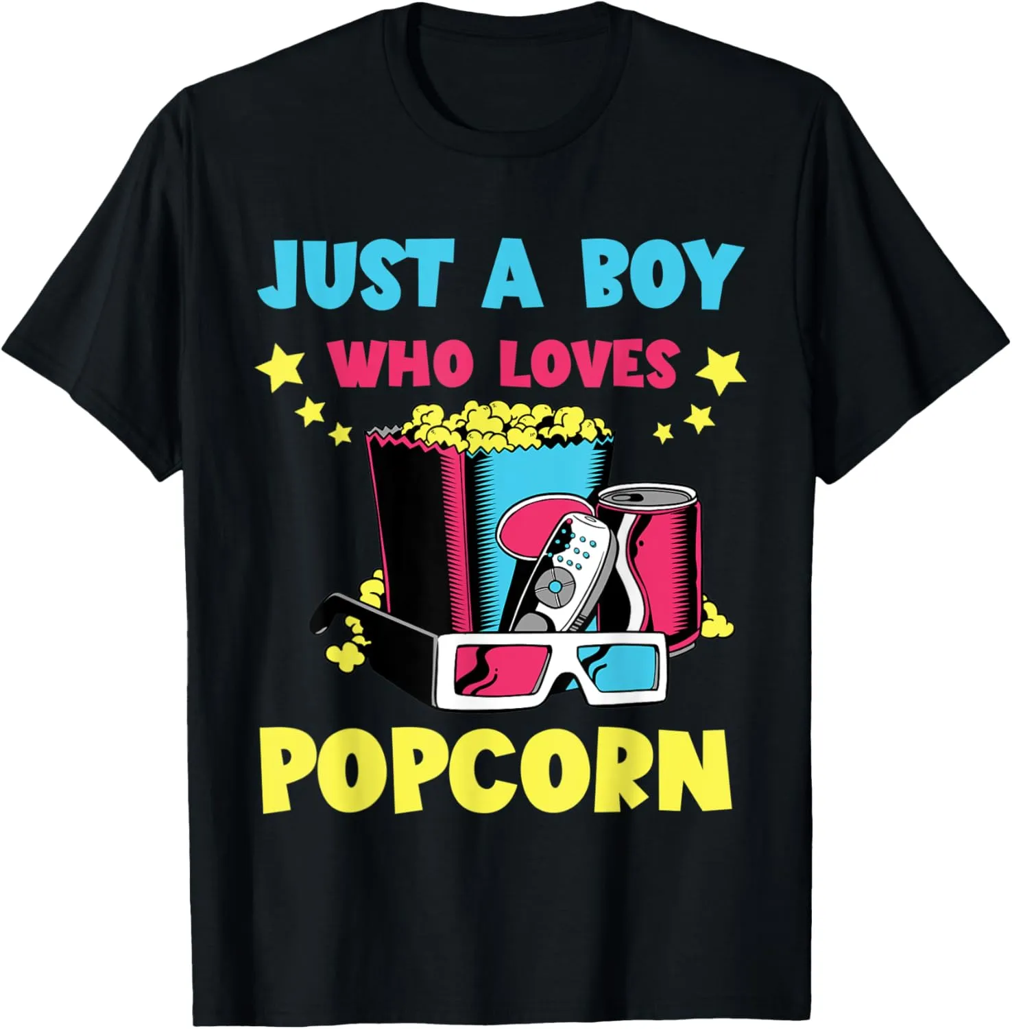 Popcorn Night Just A Boy Popcorn Cinema Watching Movies T-Shirt