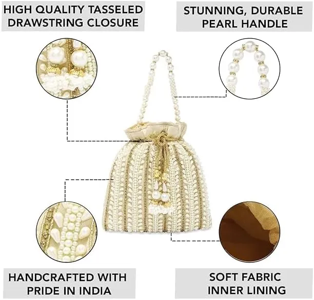 Potli Bags for Women Evening Bag Clutch Ethnic Bride Purse with Drawstring (FPB05)