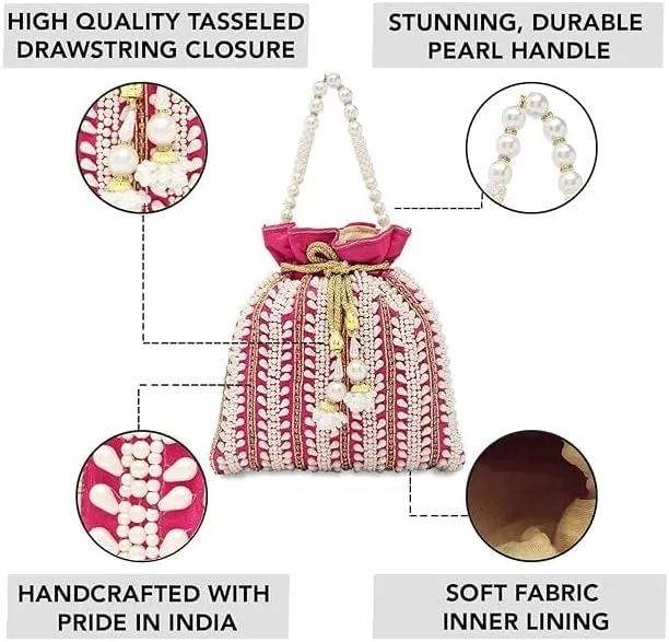 Potli Bags for Women Evening Bag Clutch Ethnic Bride Purse with Drawstring (FPB05)