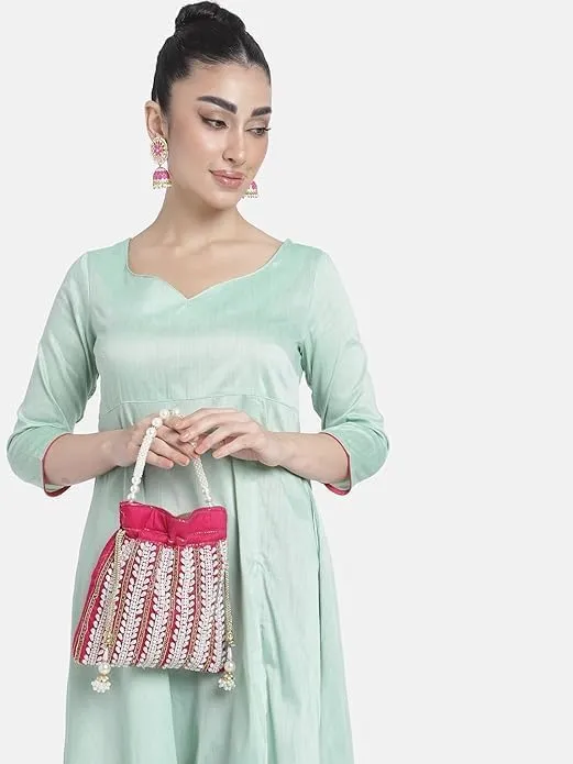 Potli Bags for Women Evening Bag Clutch Ethnic Bride Purse with Drawstring (FPB05)