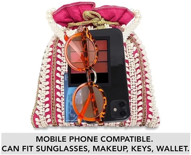 Potli Bags for Women Evening Bag Clutch Ethnic Bride Purse with Drawstring (FPB05)