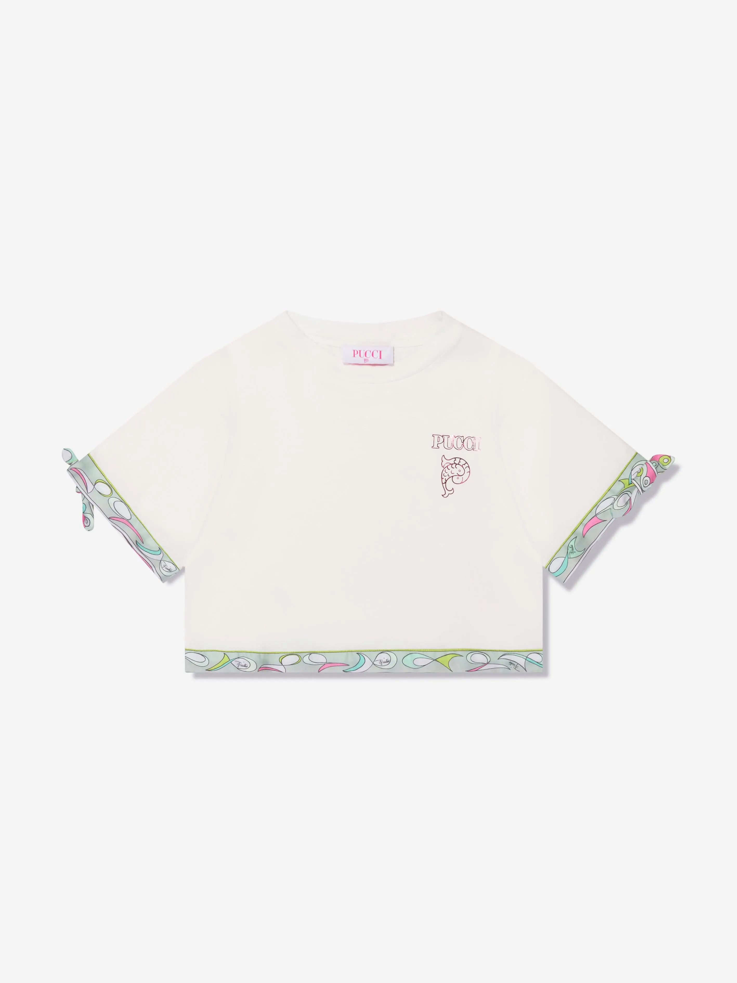 Pucci Girls Branded T-Shirt in Ivory
