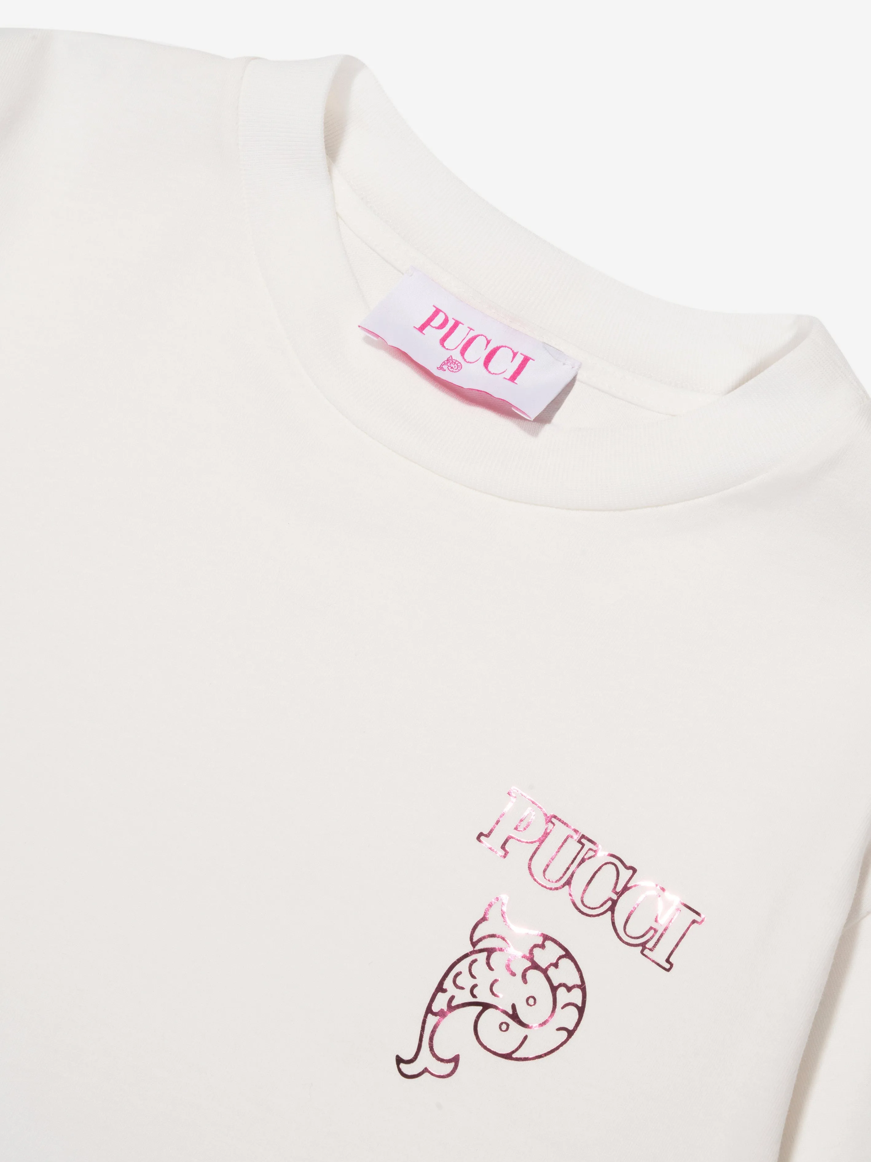 Pucci Girls Branded T-Shirt in Ivory