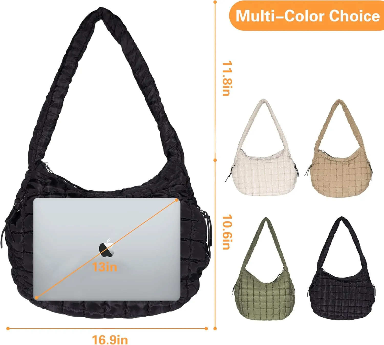 Puffer Tote Bag for Women Large Quilted Tote Bag Crossbody Lightweight Nylon Puffy Hobo Bag Carryall Shoulder Bag for Women