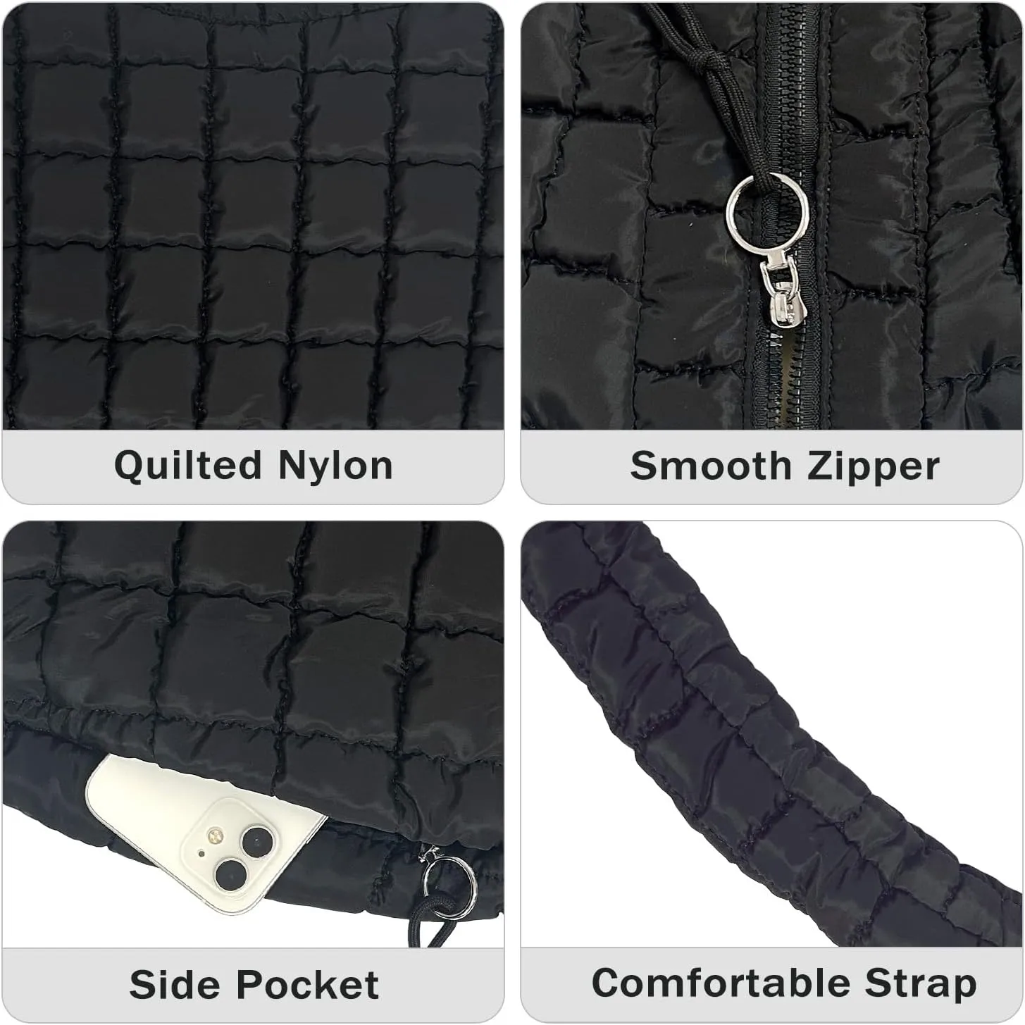 Puffer Tote Bag for Women Large Quilted Tote Bag Crossbody Lightweight Nylon Puffy Hobo Bag Carryall Shoulder Bag for Women