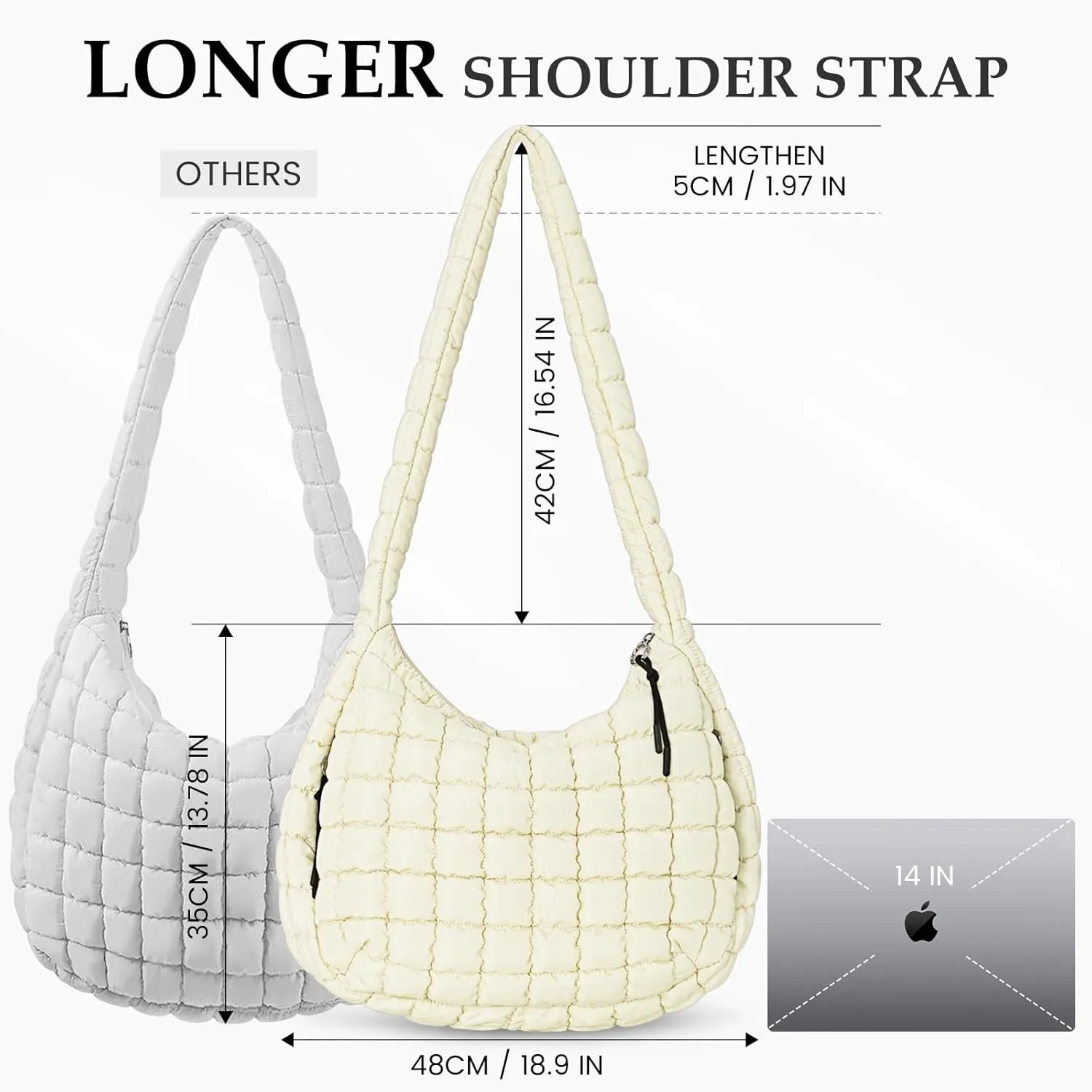 Puffer Tote Bag Quilted Carryall Bag Crossbody Bag Puffy Shoulder Bag for Women Lightweight Hobo Bags