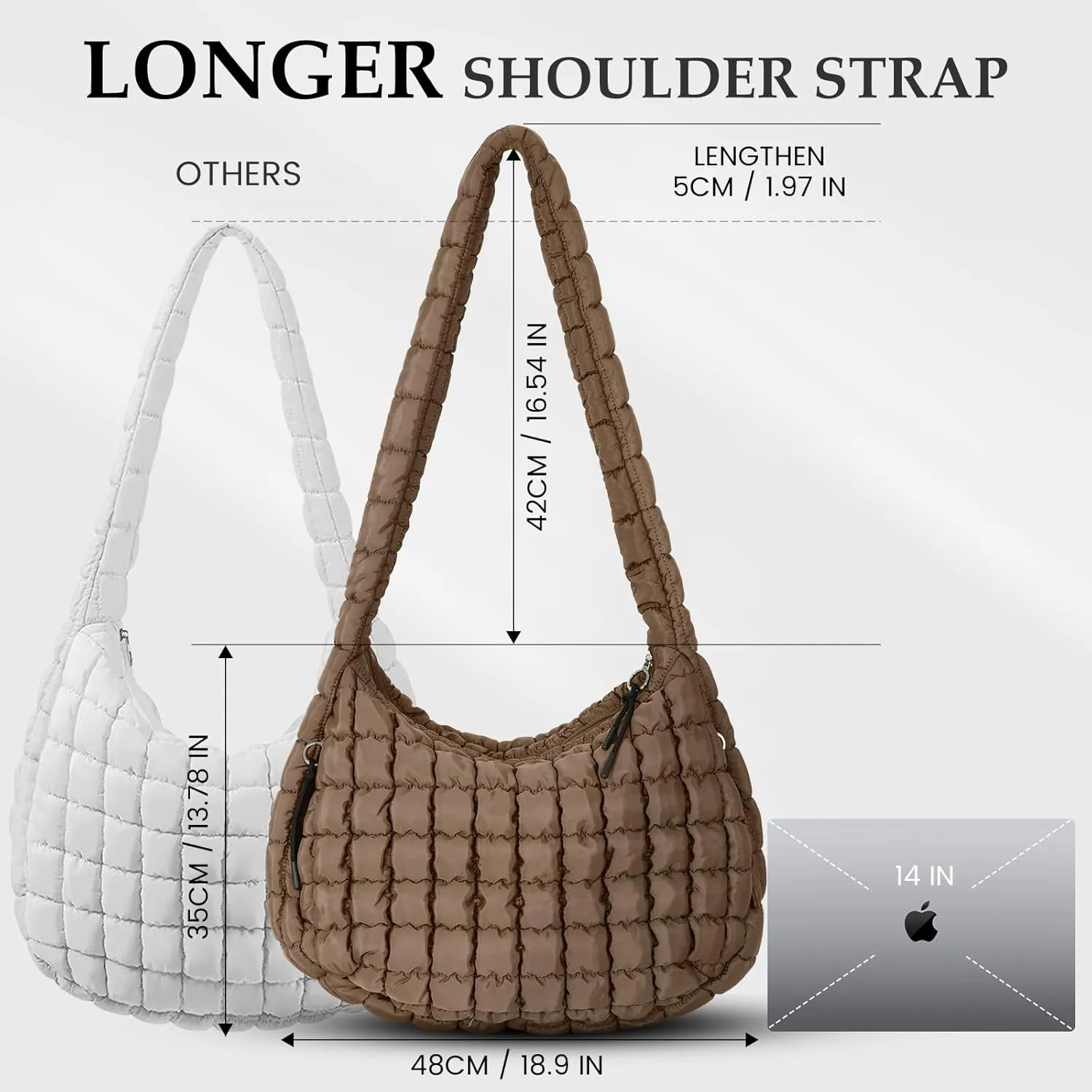 Puffer Tote Bag Quilted Carryall Bag Crossbody Bag Puffy Shoulder Bag for Women Lightweight Hobo Bags