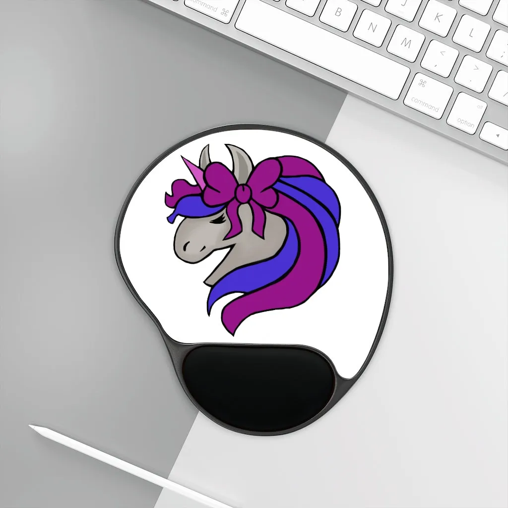 Purple Blue Unicorn Head Mouse Pad With Wrist Rest