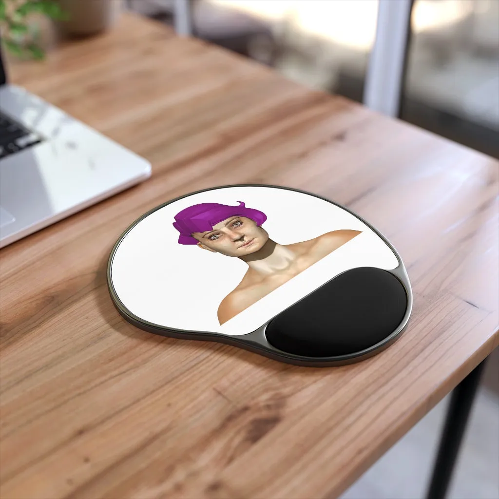 Purple Hair Girl Mouse Pad With Wrist Rest