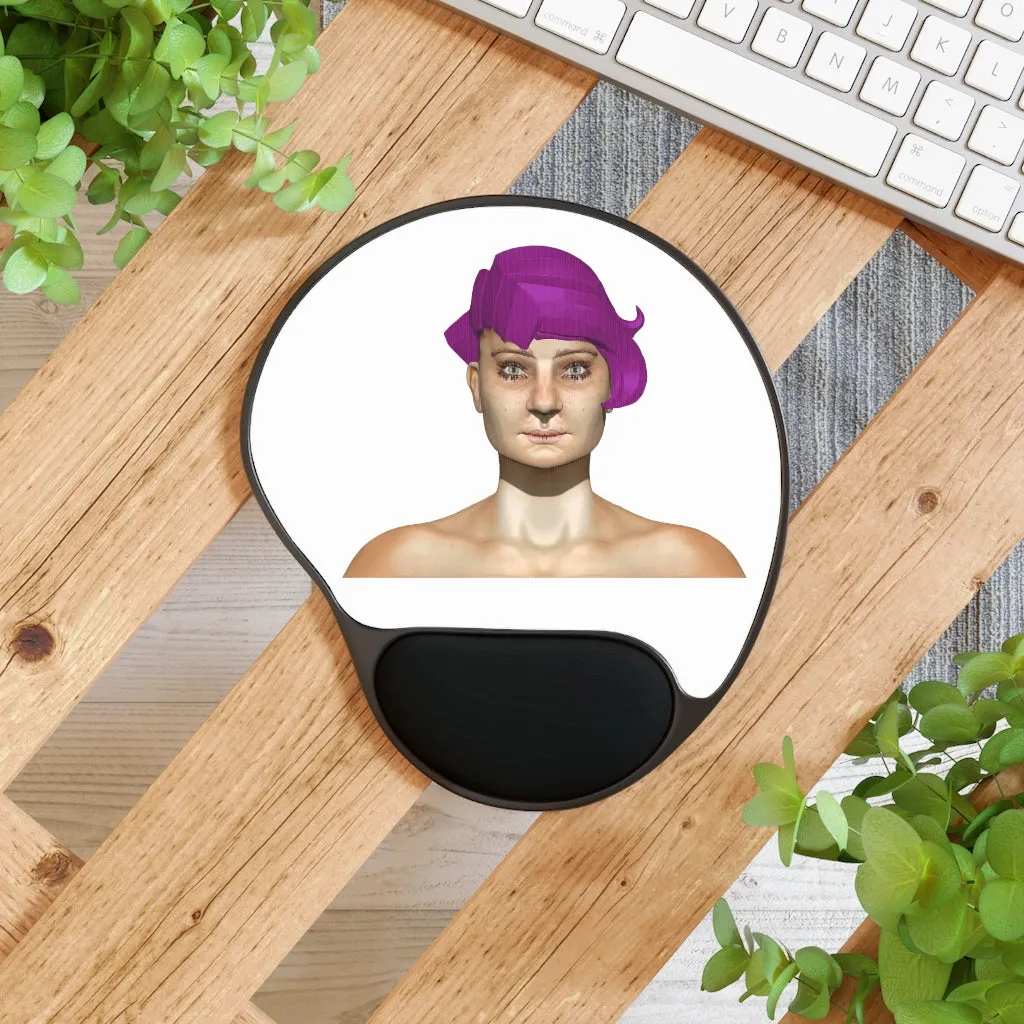 Purple Hair Girl Mouse Pad With Wrist Rest