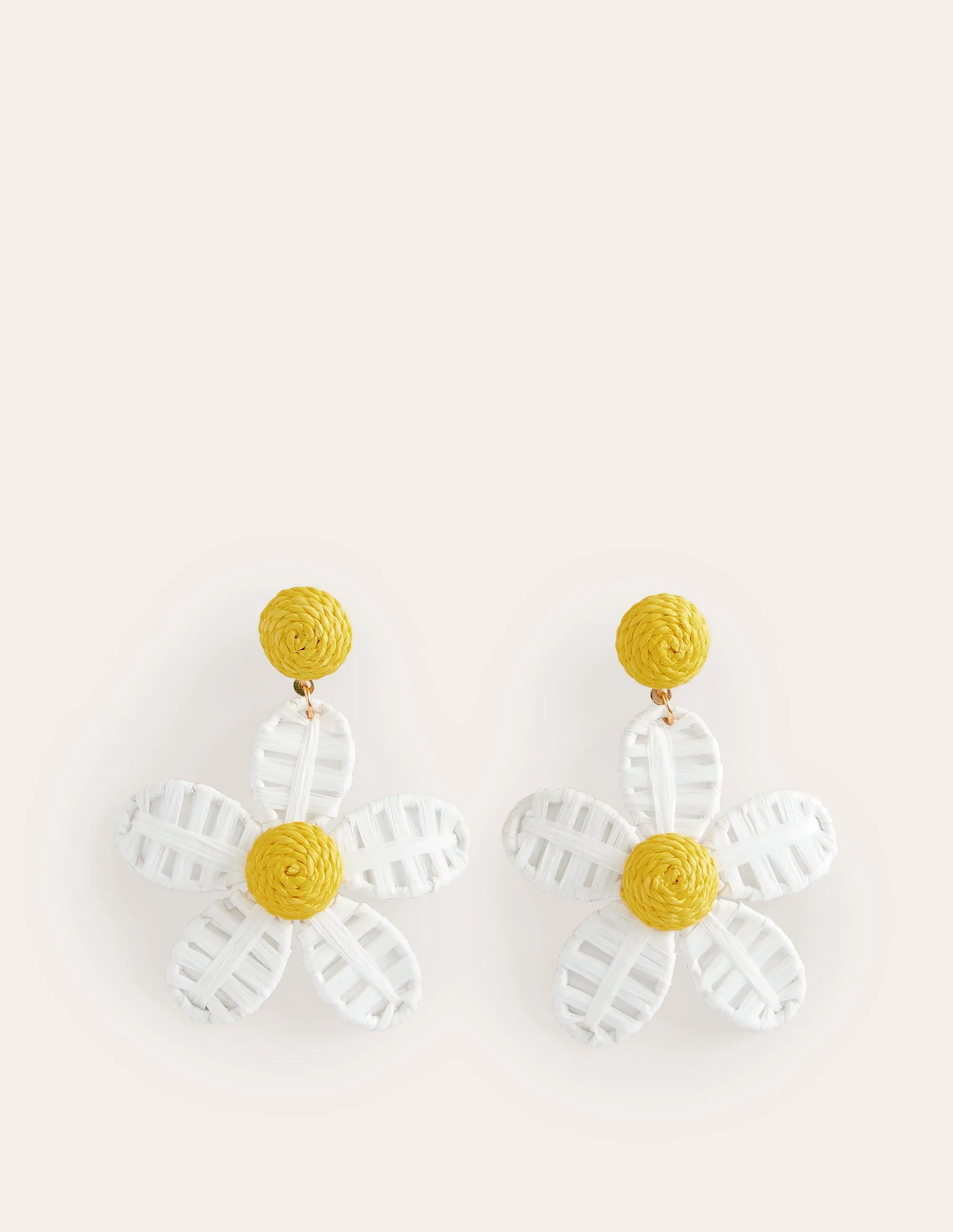 Raffia Flower Earrings-Natural