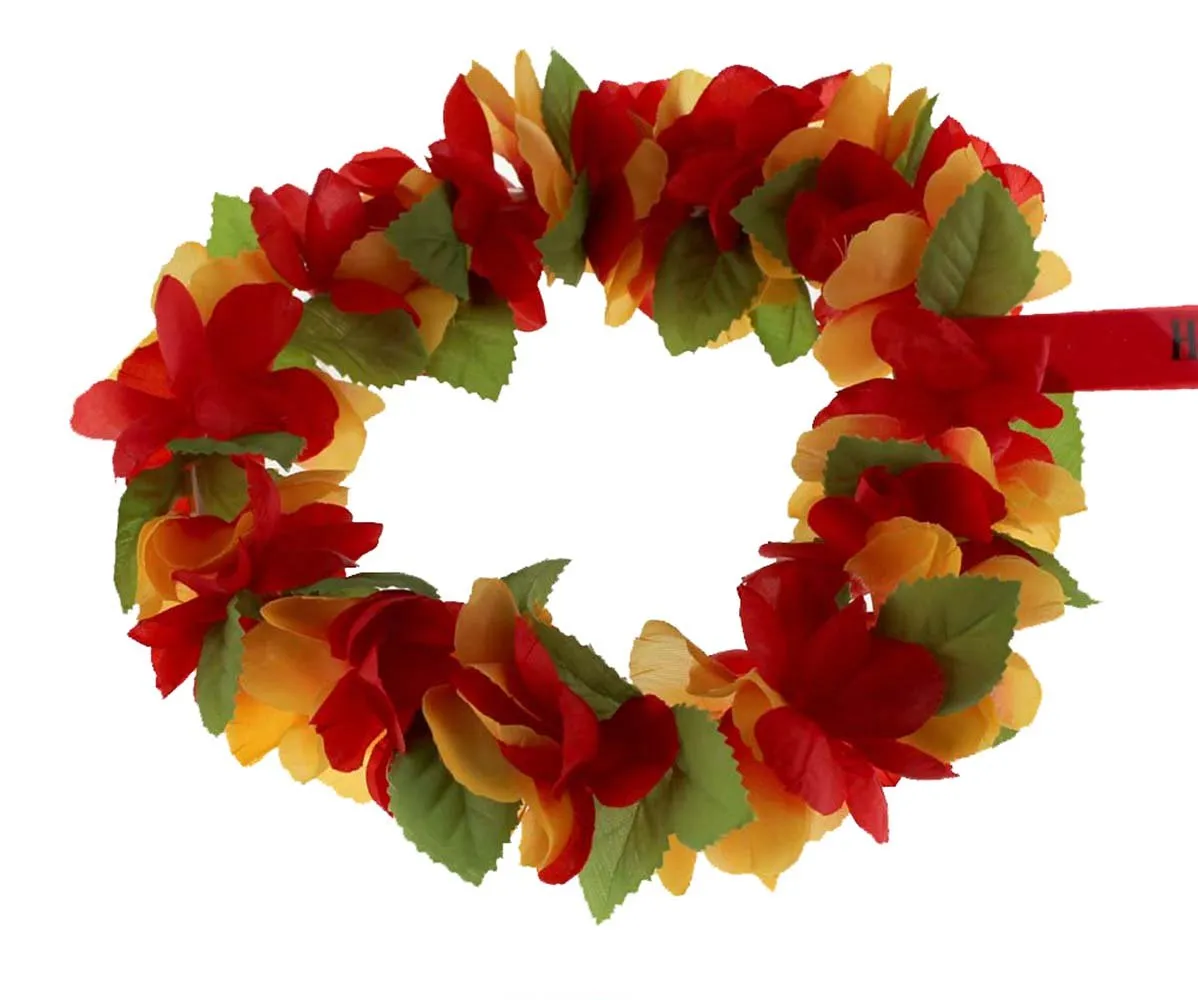 Rainview Creations Hawaii Floral Headband-haku Lei Elastic Hawaiian Haku Leis Headdress Red/yellow