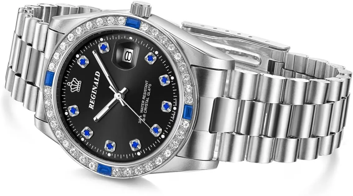 Reginald Mens Watches Hands Sapphire Full Gold Stainless Steel Quartz Dial Unisex Watch