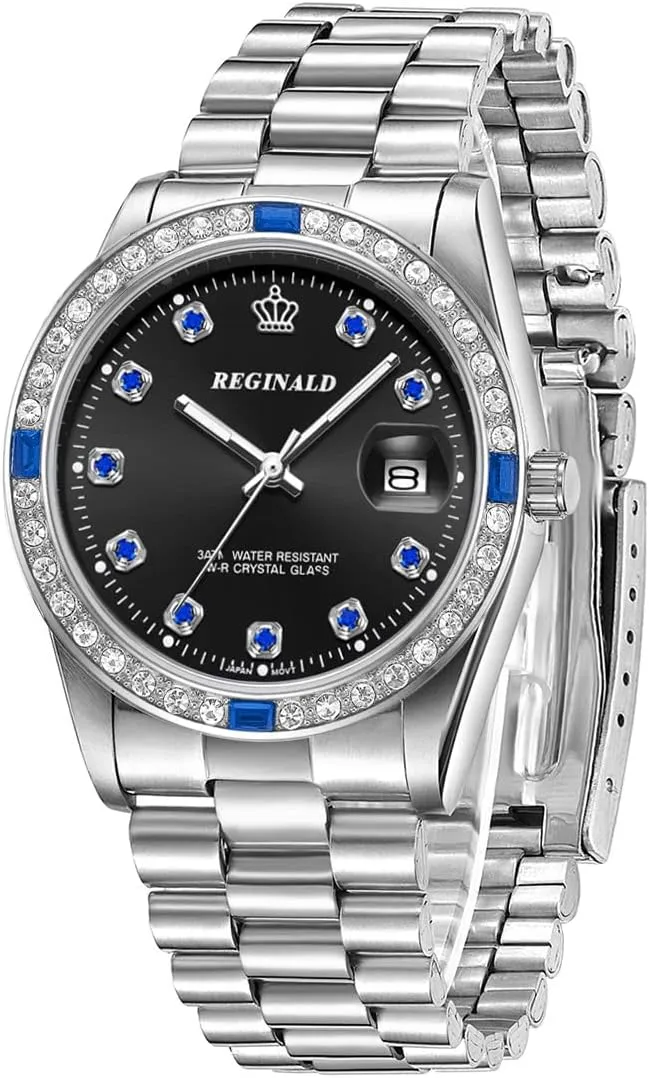 Reginald Mens Watches Hands Sapphire Full Gold Stainless Steel Quartz Dial Unisex Watch
