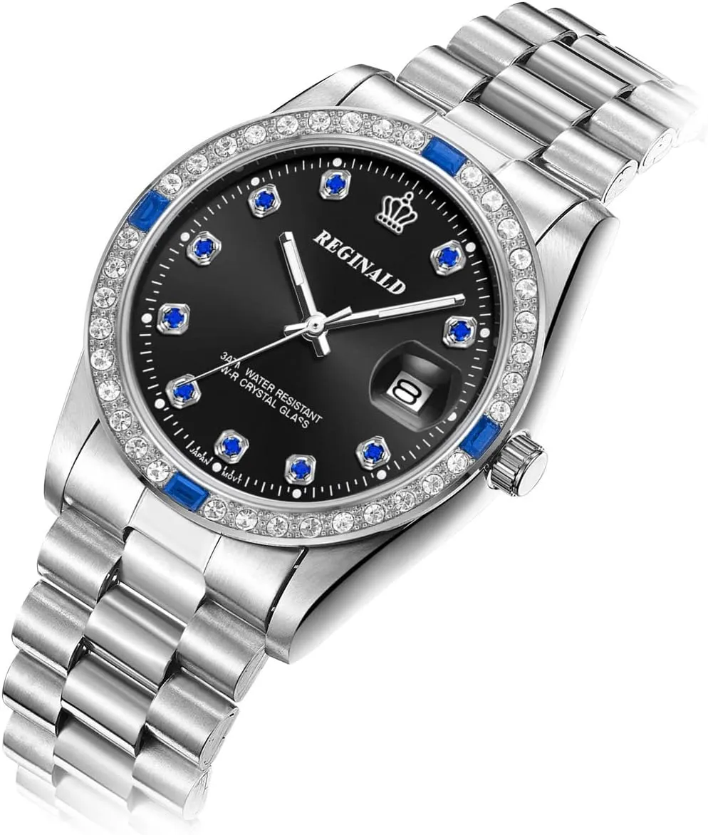 Reginald Mens Watches Hands Sapphire Full Gold Stainless Steel Quartz Dial Unisex Watch