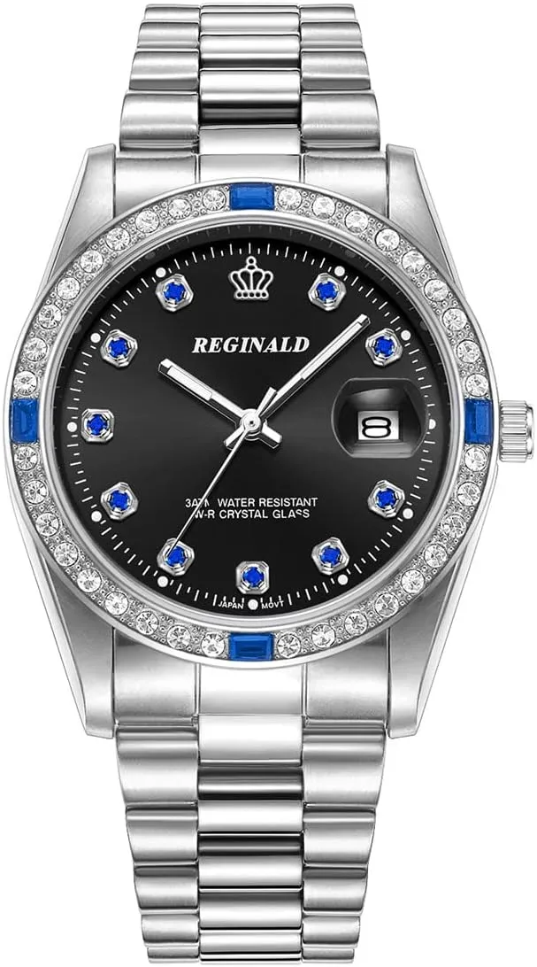 Reginald Mens Watches Hands Sapphire Full Gold Stainless Steel Quartz Dial Unisex Watch