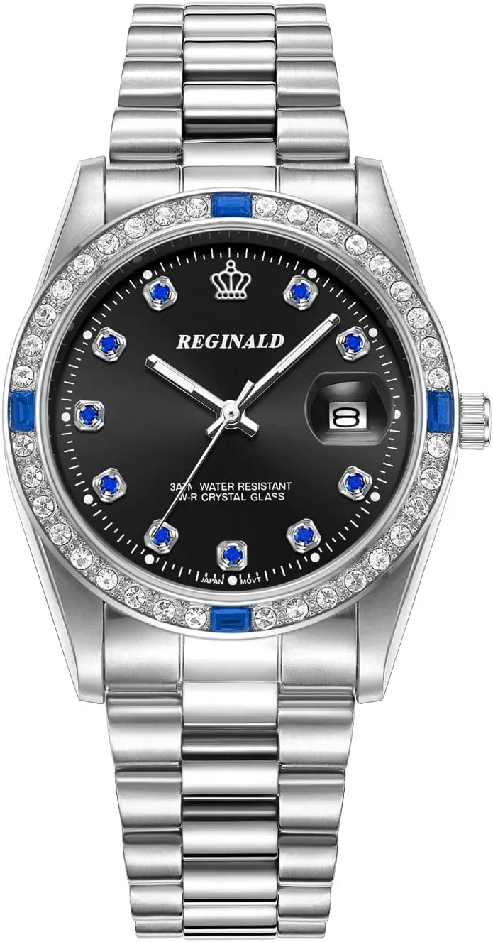 Reginald Mens Watches Hands Sapphire Full Gold Stainless Steel Quartz Dial Unisex Watch