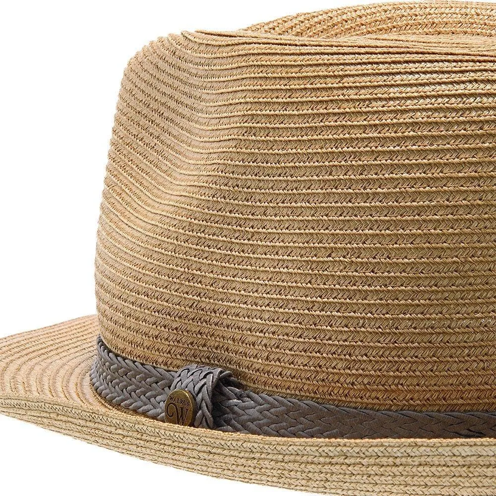 Sandbar Paper Braid Straw Fedora Hat for Men  Lightweight Summer Hat with Grey Band, Breathable Design