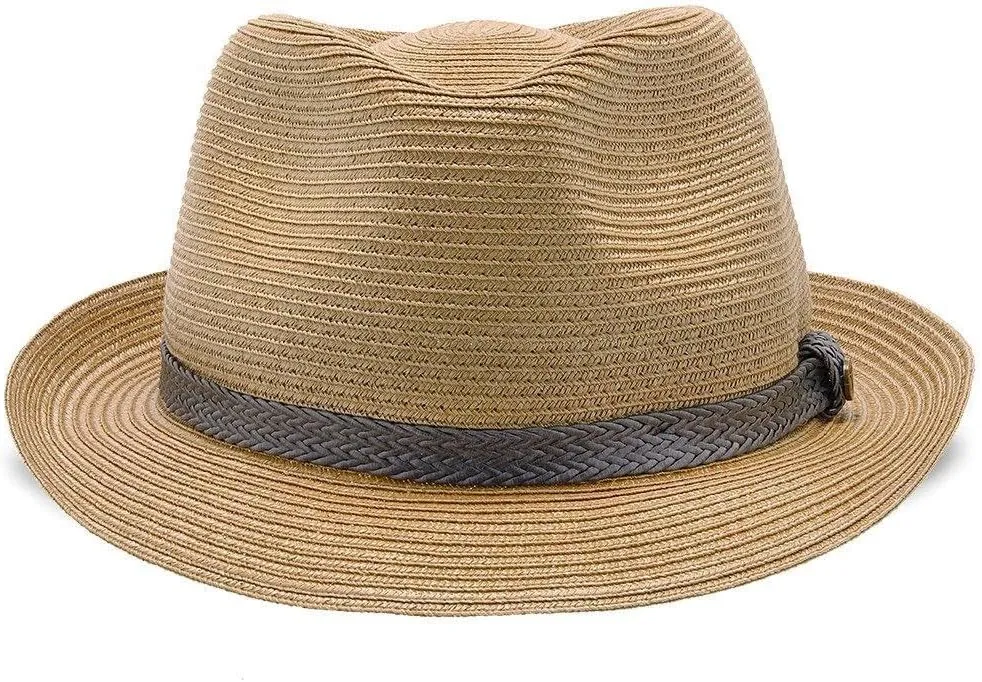 Sandbar Paper Braid Straw Fedora Hat for Men  Lightweight Summer Hat with Grey Band, Breathable Design
