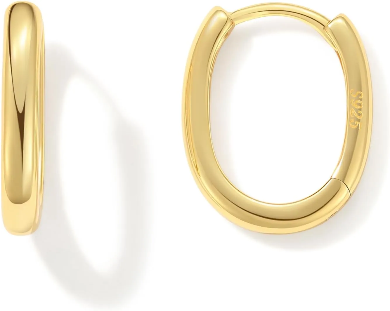 Seraphina U Shape Hoop Earrings, 14K Gold Plated Lightweight Huggie Hoop Earrings Small Hoops for Women