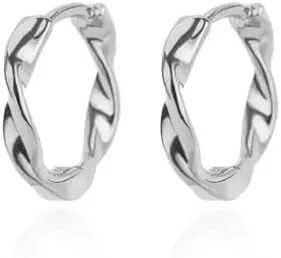 Silver Twist Hoop Earrings, Silver Plated Twisted Hoops for Women, Dainty Minimalist Cute Twist Hoops Earrings, Gift for Her, Womens Earrings