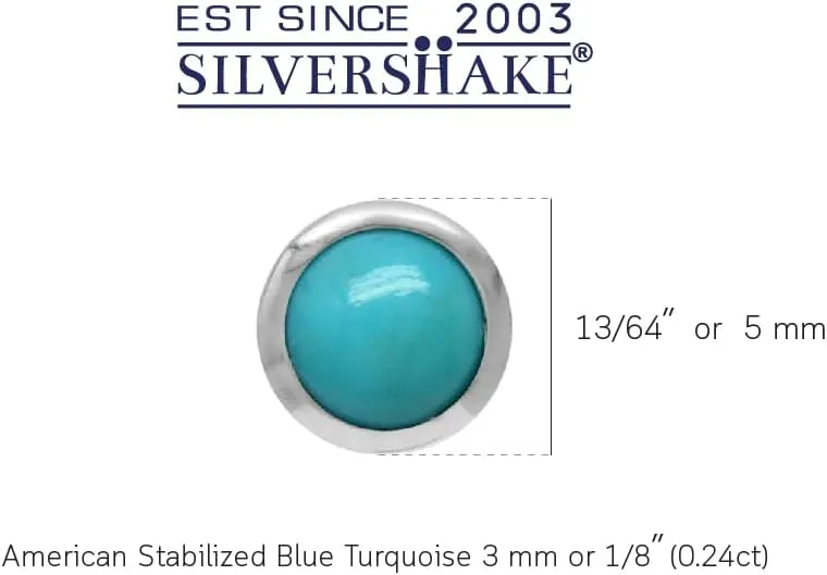 Silvershake 3MM Ultra Petite Bezel Set Cabochon Stone White Gold Plated or Yellow Gold Plated 925 Sterling Silver Second or Third Hole Minimalist Stud Earrings Jewelry for Girls Teen Women