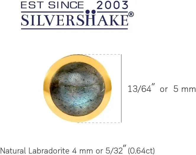 Silvershake 4MM Petite Round Shape Cabochon Gemstones White Gold Plated or Yellow Gold Plated 925 Sterling Silver Stud Post Birthstone Earrings Jewelry for Women or Teens Second or third Hole Piercing