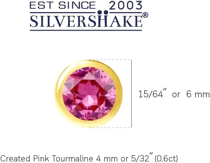 SilverShake 4MM Petite Round Shape Gemstone White Gold Plated or Yellow Gold Plated 925 Sterling Silver Bezel Set Minimalist Stud Earrings for Second or Third Hole Unisex Birthstone