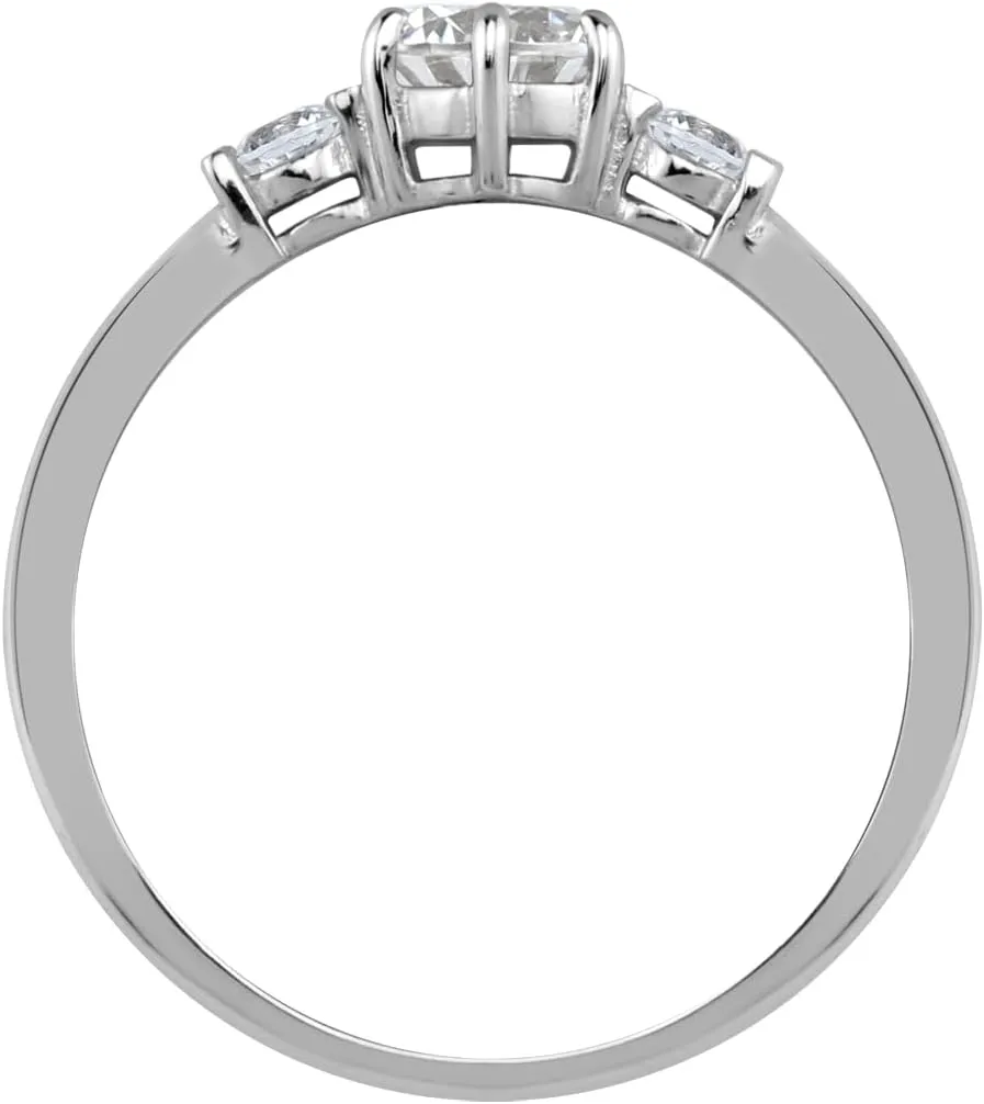 Silvershake 5MM Petite Round Shape Birthstone Gemstones White Gold Plated or Yellow Gold Plated 925 Sterling Silver Promise Ring Jewelry for Women or Teen