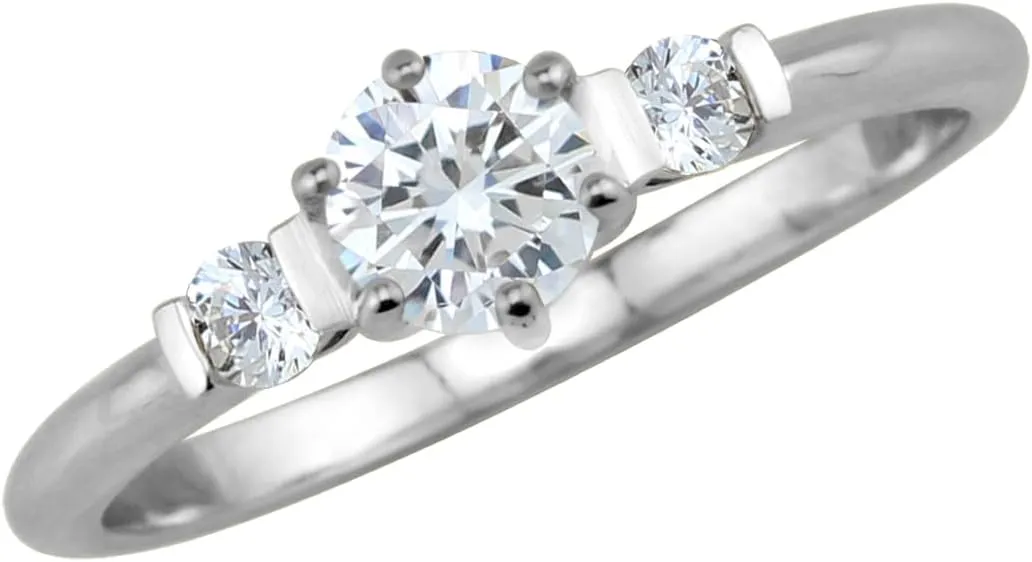 Silvershake 5MM Petite Round Shape Birthstone Gemstones White Gold Plated or Yellow Gold Plated 925 Sterling Silver Promise Ring Jewelry for Women or Teen