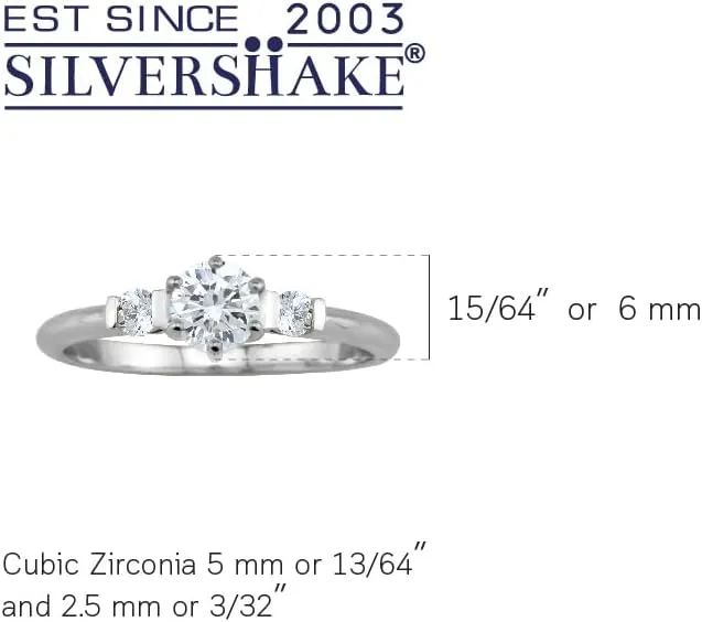 Silvershake 5MM Petite Round Shape Birthstone Gemstones White Gold Plated or Yellow Gold Plated 925 Sterling Silver Promise Ring Jewelry for Women or Teen