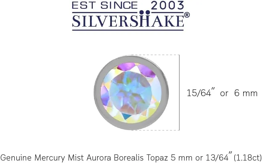 Silvershake Petite 5MM Round Shape Gemstones White Gold Plated 14K 18K Yellow Gold Plated 925 Sterling Silver Bezel Set Birthstone Stud Post Earrings Jewelry for Women and Teens