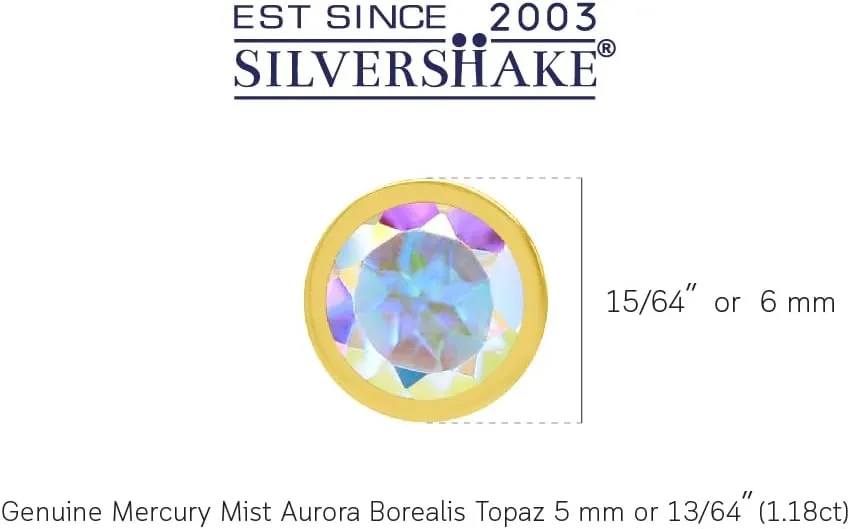 Silvershake Petite 5MM Round Shape Gemstones White Gold Plated 14K 18K Yellow Gold Plated 925 Sterling Silver Bezel Set Birthstone Stud Post Earrings Jewelry for Women and Teens