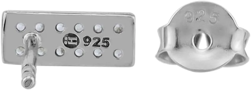Silvershake Petite White Gold Plated or Yellow Gold Plated 925 Sterling Silver Minimalist Rectangle Design Geometric Trendy Chic Stud Gemstone Earrings Jewelry for Women