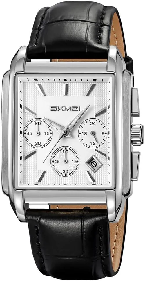 SKMEI Square Watch for Men Business Stainless Dress Fashion Chronograph Waterproof Luxury Analog Simple Fathers Dad Gifts Gold Black Wrist Watches