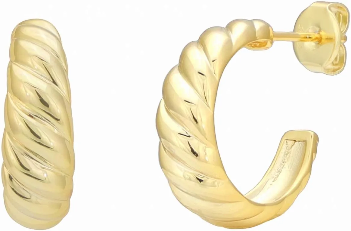 Small Gold Hoop Earrings Chunky Hoop Earrings Twist Hoop Earrings Dome Earrings Gold Hoops Thick Hoop Earrings Thick Gold Hoops Gold Earrings for Women Hoops
